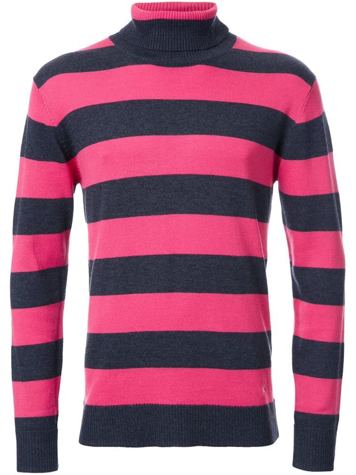 Guild Prime Striped High Neck Jumper, Men's, Size: 1, Grey, Acrylic