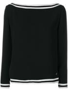 Versace Collection Striped Detail Longsleeved Blouse - Black