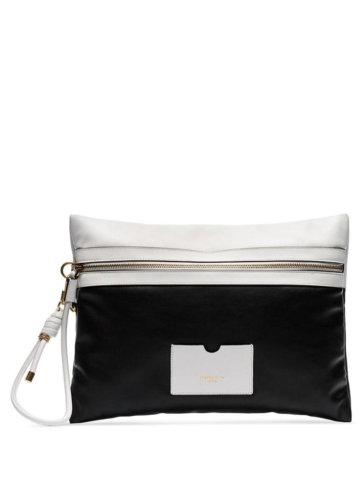 Givenchy Black And White Tag Xl Leather Clutch Bag