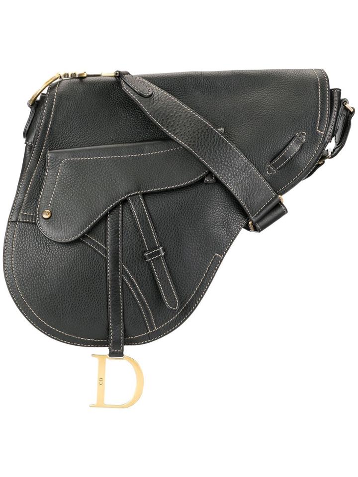 Christian Dior Vintage Jumbo Saddle Crossbody Bag - Black