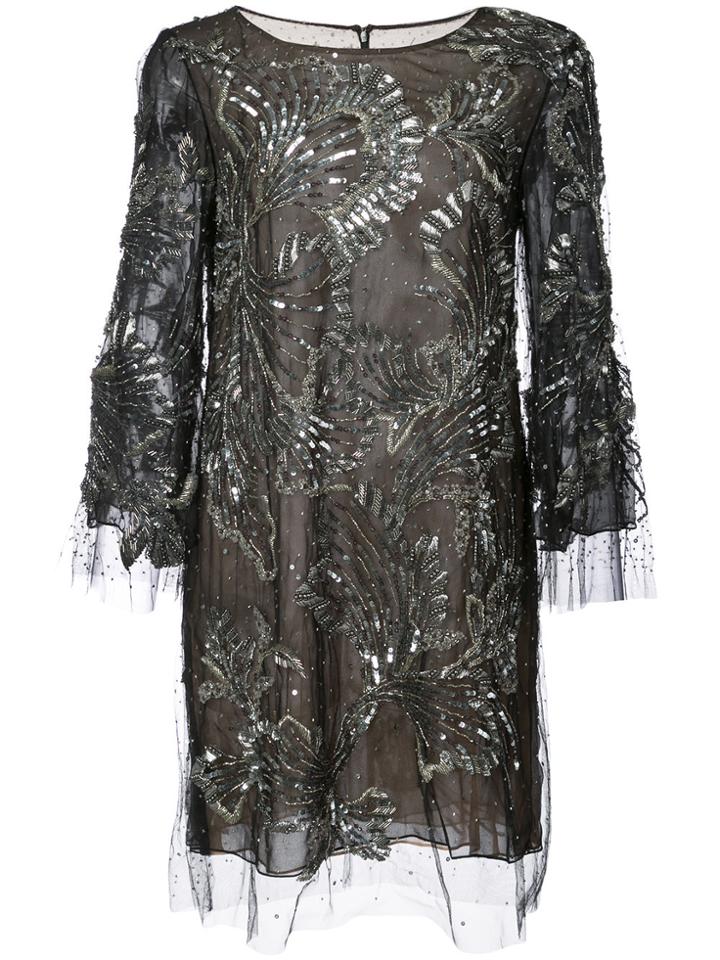 Marchesa Beaded And Embellished Cocktail Dress - Black