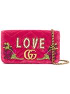 Gucci Gg Marmont Embroidered Mini Bag - Pink & Purple