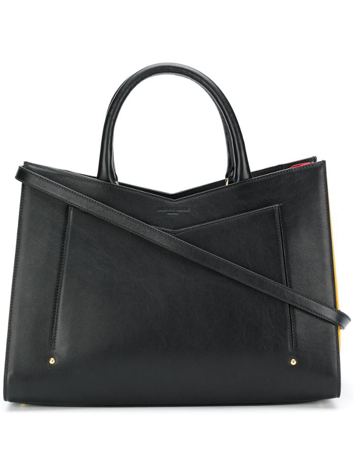 Sara Battaglia Pleated Side Tote Bag - Black