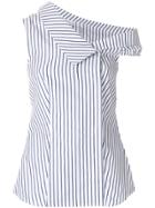 Pinko One-shoulder Striped Top - White