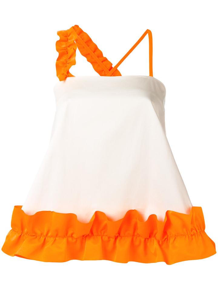 Paskal - Ruffled Top - Women - Cotton/polyester/spandex/elastane - S, Yellow/orange, Cotton/polyester/spandex/elastane