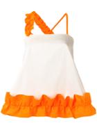 Paskal - Ruffled Top - Women - Cotton/polyester/spandex/elastane - S, Yellow/orange, Cotton/polyester/spandex/elastane