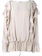 Lanvin Ruffled Sleeve Blouse, Women's, Size: 34, Nude/neutrals, Silk