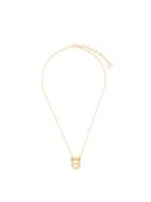 Christian Dior Pre-owned Ribbon Oval Logo Necklace - Gold