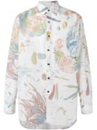 Salvatore Ferragamo Watercolour-print Shirt, Men's, Size: Medium, White, Cotton/silk