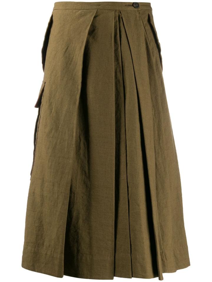Ziggy Chen Pleated Wide Leg Trousers - 55 Green