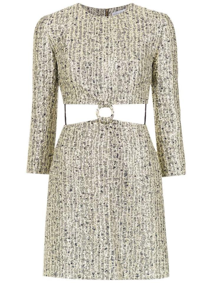 Nk Cut Out Detail Jacquard Dress - Yellow