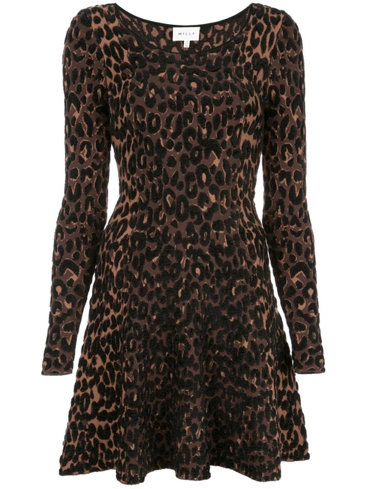 Milly Leopard Print Skater Dress - Brown