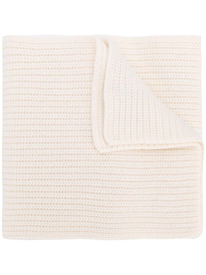 Stone Island Logo Patch Knitted Scarf - White