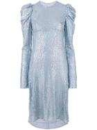Nina Ricci - Puffy Longsleeve Embellished Dress - Women - Silk - 36, Blue, Silk