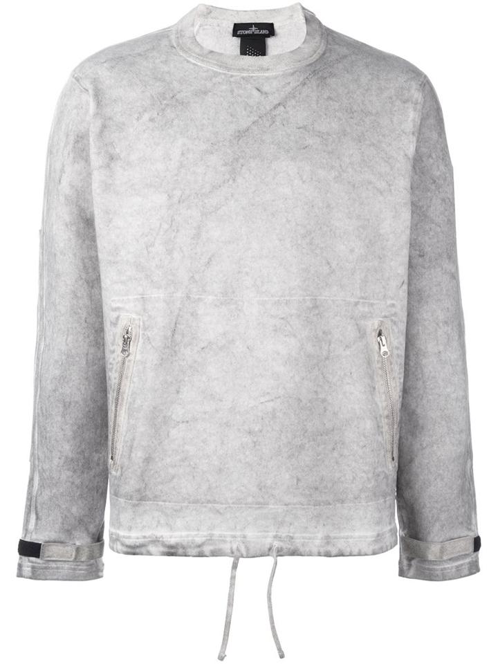 Stone Island Shadow Project Zipped Pockets Sweatshirt, Men's, Size: Large, Grey, Cotton/spandex/elastane