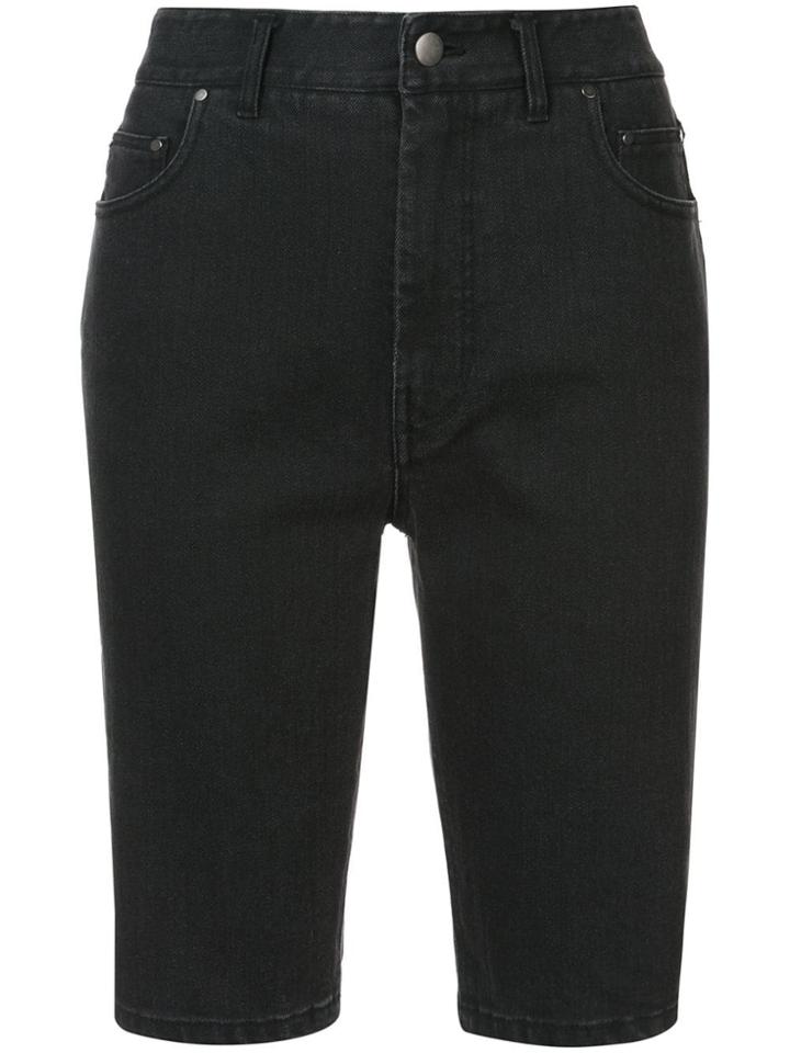 Tibi Trish Denim Shorts - Black