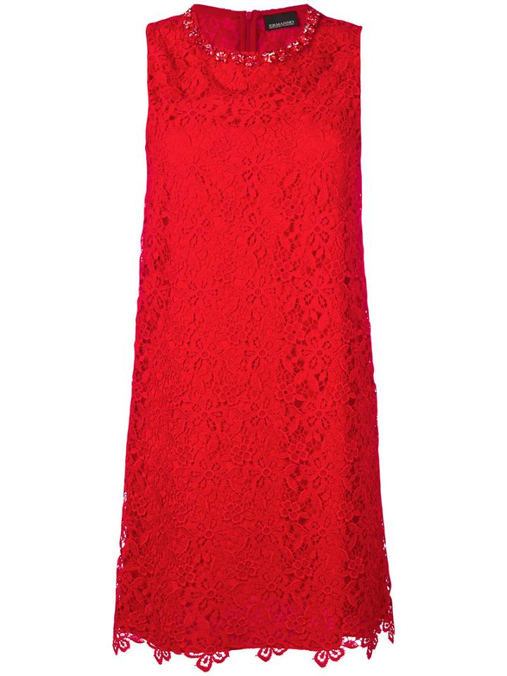 Ermanno Ermanno - Embellished Neck Lace Dress - Women - Polyester - 40, Red, Polyester