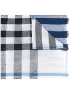 Burberry - Check Scarf - Men - Linen/flax - One Size, Blue, Linen/flax