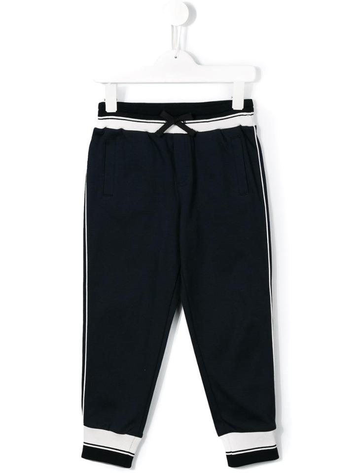 Dolce & Gabbana Kids Striped Trim Track Pants - Blue