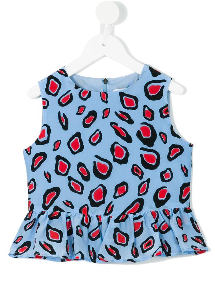 Msgm Kids - Printed Top - Kids - Silk - 8 Yrs, Blue
