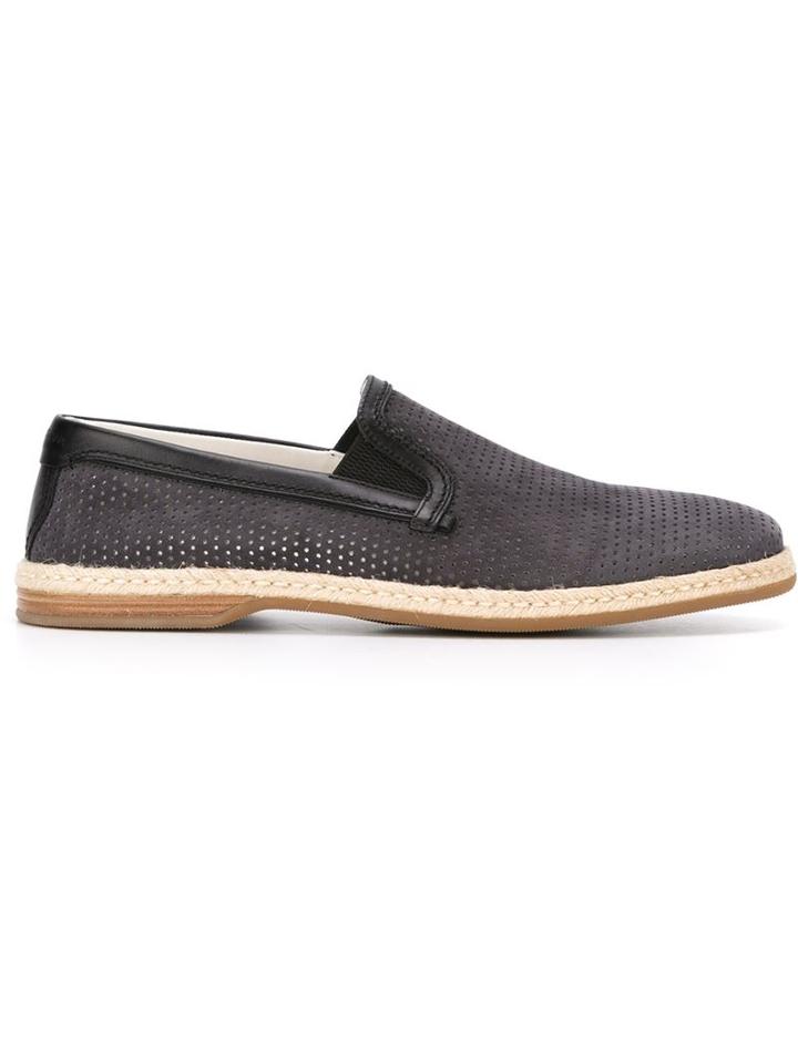Dolce & Gabbana Slip-on Espadrilles, Men's, Size: 44, Blue, Goat Skin/calf Leather/leather/rubber