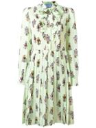 Prada Robot Print Shirt Dress, Women's, Size: 40, Green, Silk