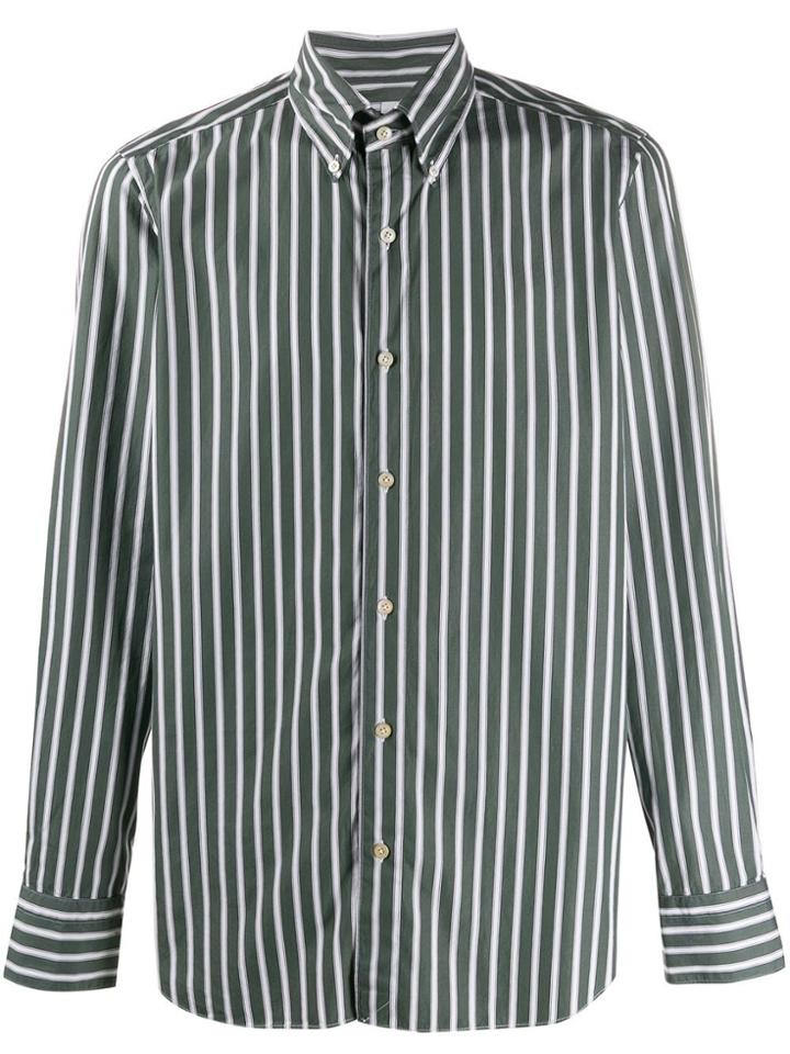 Finamore 1925 Napoli Striped Button Down Shirt - Green