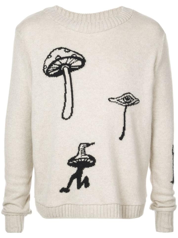 The Elder Statesman Mushroom Intarsia Jumper - White
