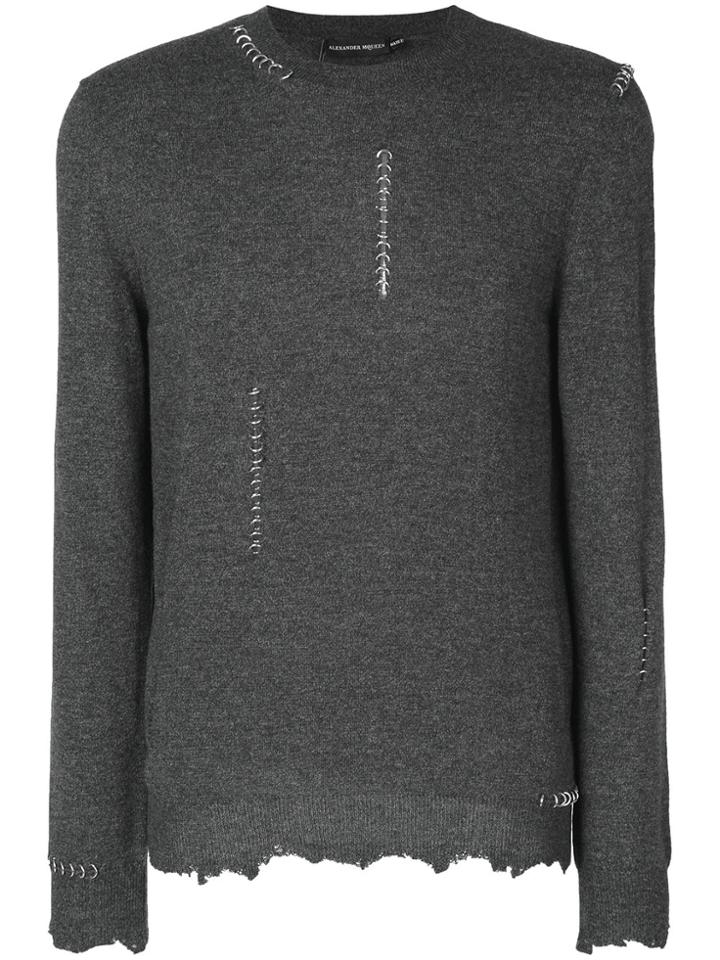 Alexander Mcqueen Eyelet Trim Top - Grey