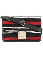 Furla - Striped Flap Shoulder Bag - Women - Leather - One Size, Black, Leather