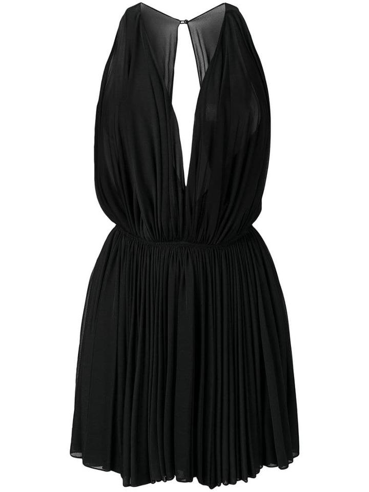 Alaïa Pre-owned 1990's Sheer Pleated Mini Dress - Black