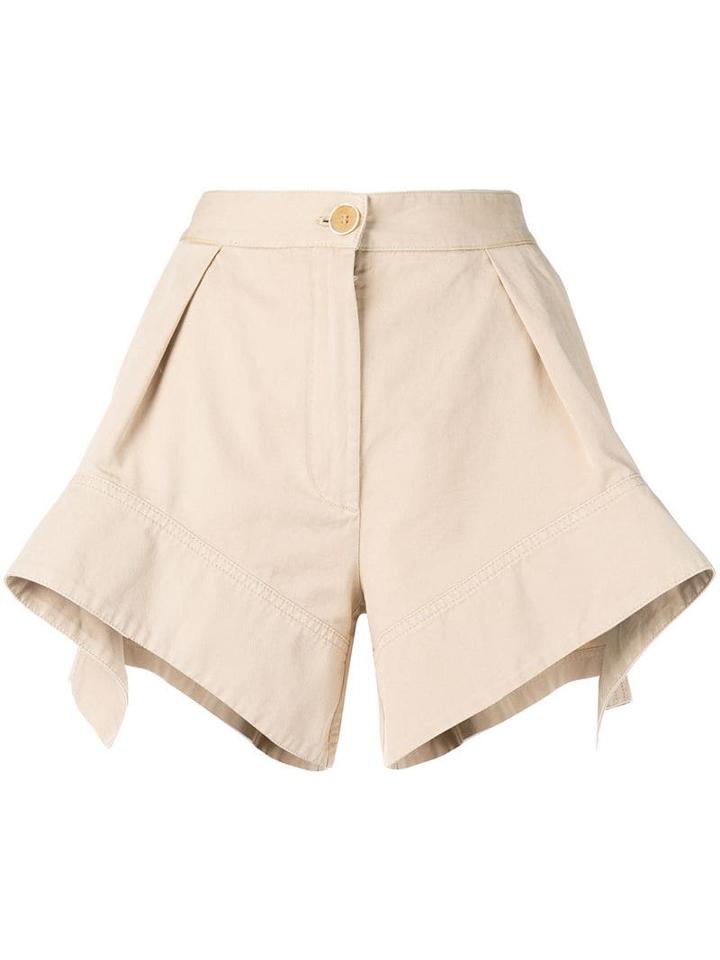 Jw Anderson Flax Curved Hem Chino Shorts - Neutrals