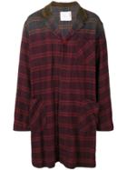 Sacai Checked Single Breasted Coat - Red