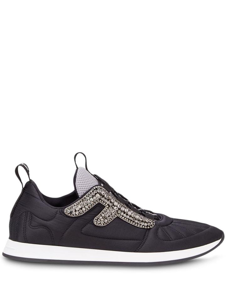 Fendi Ffreedom Crystal Logo Sneakers - Black