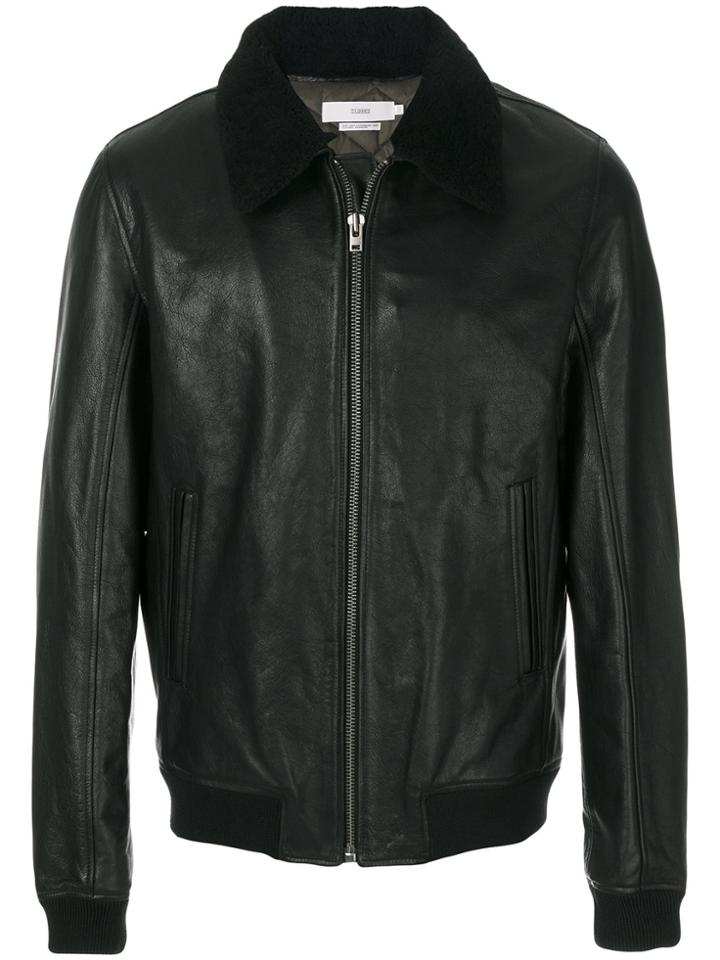 Closed Detachable Collar Full Zip Jacket - Black