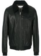 Closed Detachable Collar Full Zip Jacket - Black