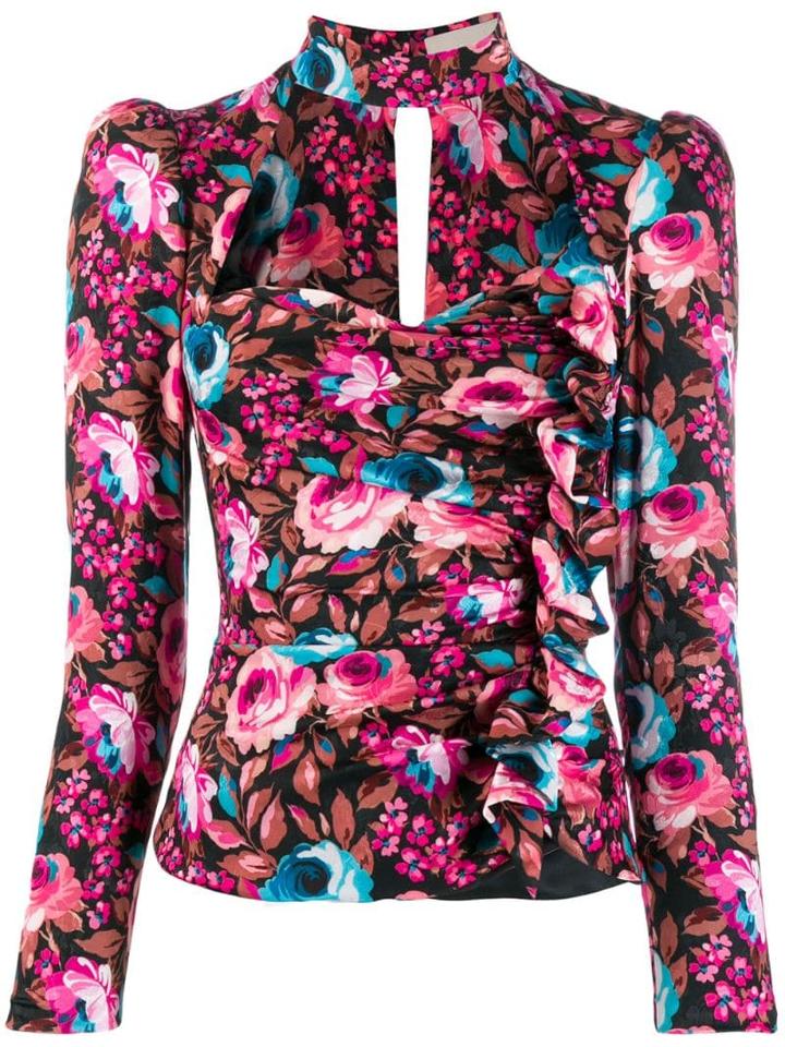 Giuseppe Di Morabito Choker Neck Floral Print Top - Black