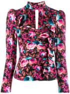 Giuseppe Di Morabito Choker Neck Floral Print Top - Black