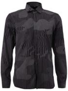 Neil Barrett Stripe Camouflage Shirt, Men's, Size: 40, Blue, Cotton