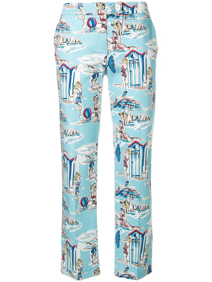 Blugirl Beach Print Cropped Trousers - Blue