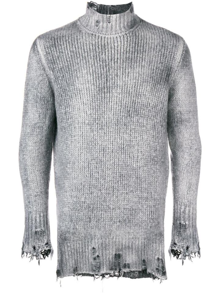 Avant Toi Distressed Turtleneck - Grey