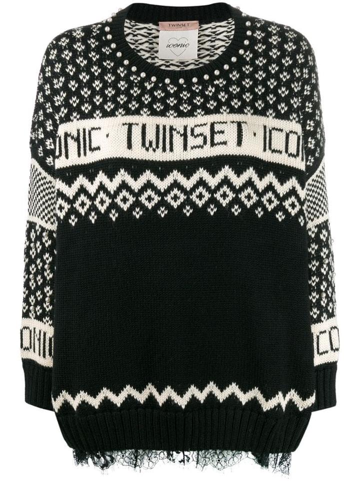 Twin-set Knitted Logo Jumper - Black