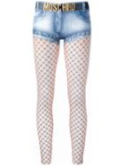 Moschino Trompe-l'oeil Denim (blue) Short Leggings, Women's, Size: 38, Polyester/spandex/elastane