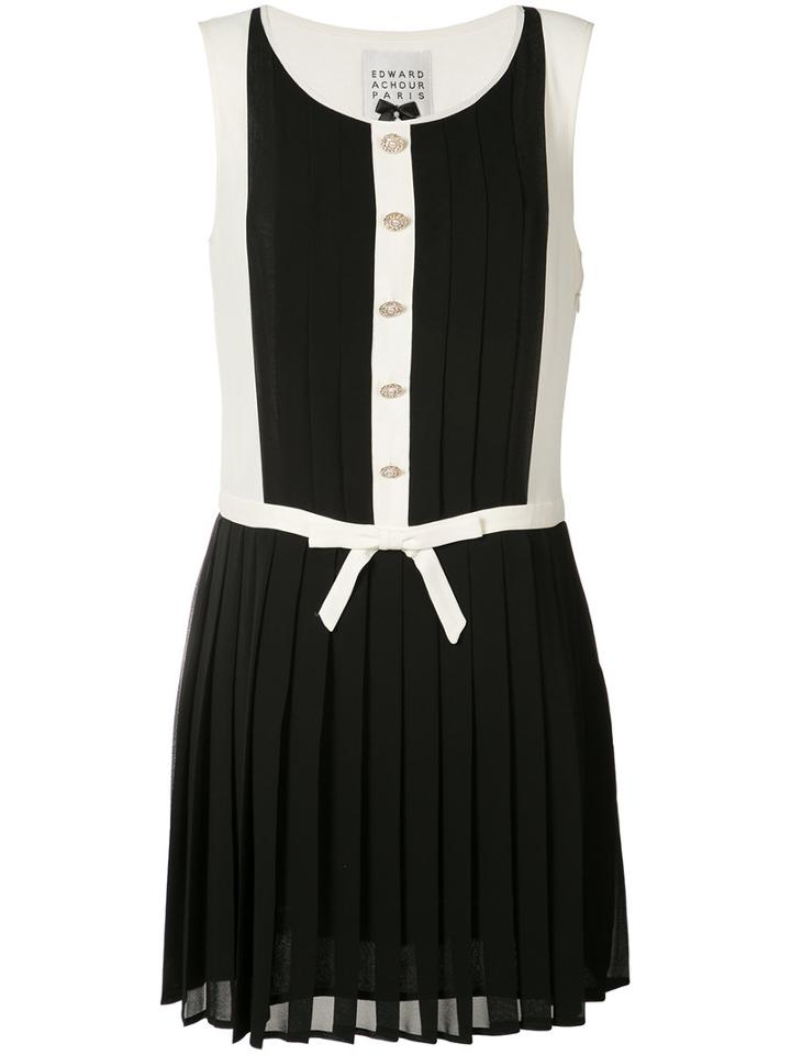 Edward Achour Paris - Pleated Bow Dress - Women - Polyester - 36, Black, Polyester