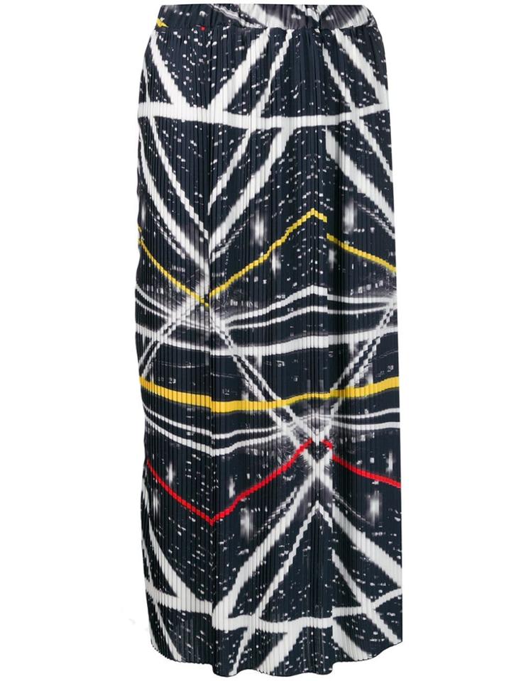 Ultràchic Abstract Print Pleated Skirt - Blue