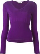 Jil Sander Vintage V-neck Sweater, Women's, Size: 38, Pink/purple