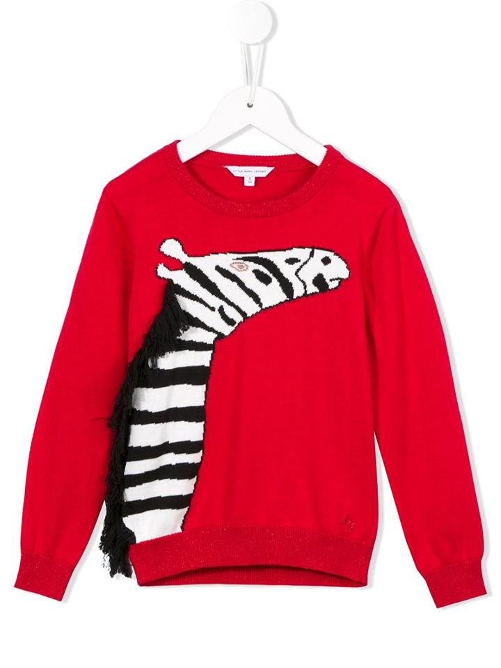 Little Marc Jacobs Zebra Intarsia Jumper, Girl's, Size: 10 Yrs, Red