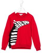 Little Marc Jacobs Zebra Intarsia Jumper, Girl's, Size: 10 Yrs, Red