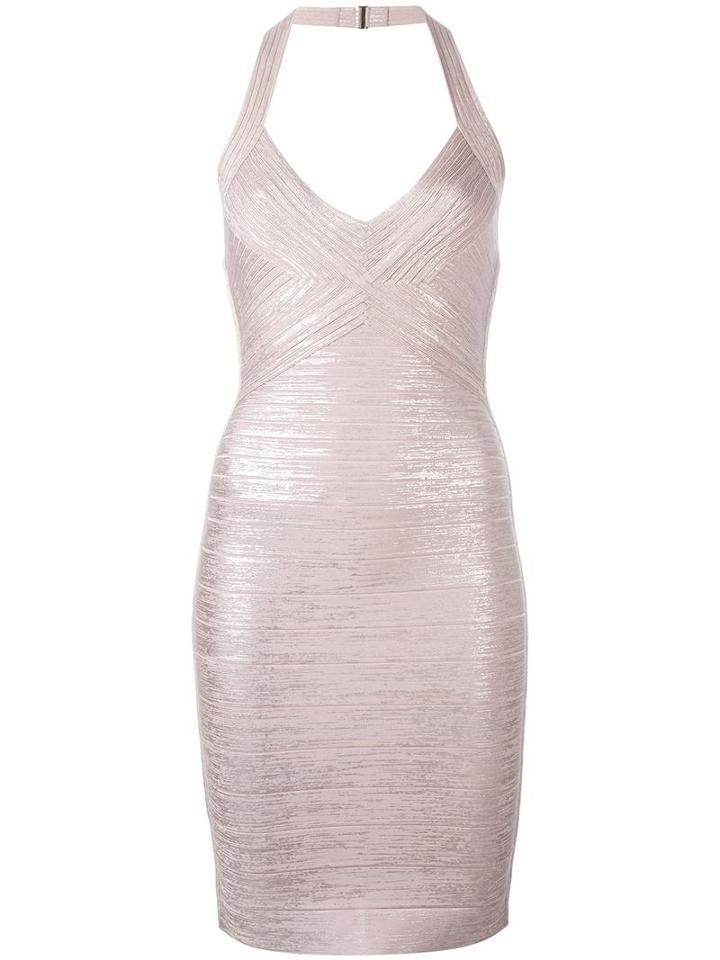 Hervé Léger Halterneck Fitted Dress, Women's, Size: Medium, Pink/purple, Rayon/nylon/spandex/elastane