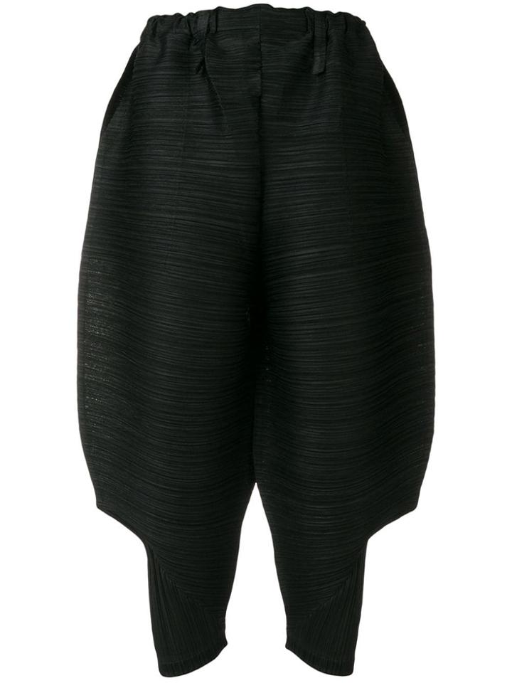 Pleats Please By Issey Miyake Baggy Cropped Trousers - Black